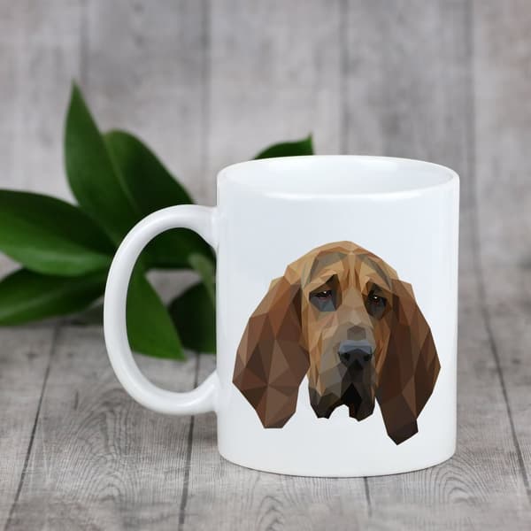 Blodhund, helgens hund Hubert - et krus med et foto og inskriptionen: en geometrisk Art-Dog-hund