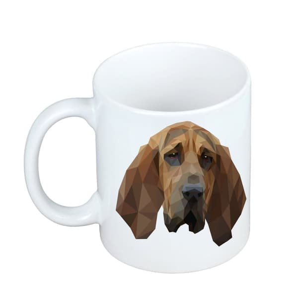 Blodhund, helgens hund Hubert - et krus med et foto og inskriptionen: en geometrisk Art-Dog-hund