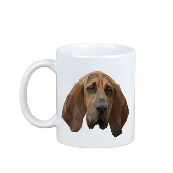 Blodhund, helgens hund Hubert - et krus med et foto og inskriptionen: en geometrisk Art-Dog-hund