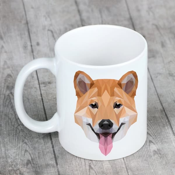 Shiba Inu - et krus med et foto og inskriptionen af en geometrisk Art-Dog-hund