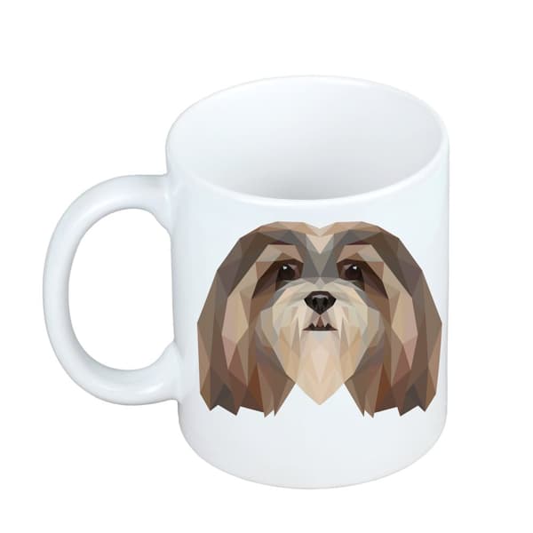 Lhasa Apso - mugg med ett foto och inskriptionen av en geometrisk Art-Dog-hund
