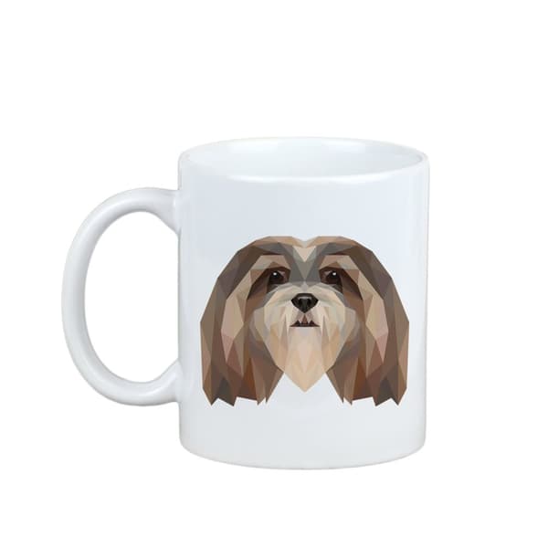 Lhasa Apso - mugg med ett foto och inskriptionen av en geometrisk Art-Dog-hund