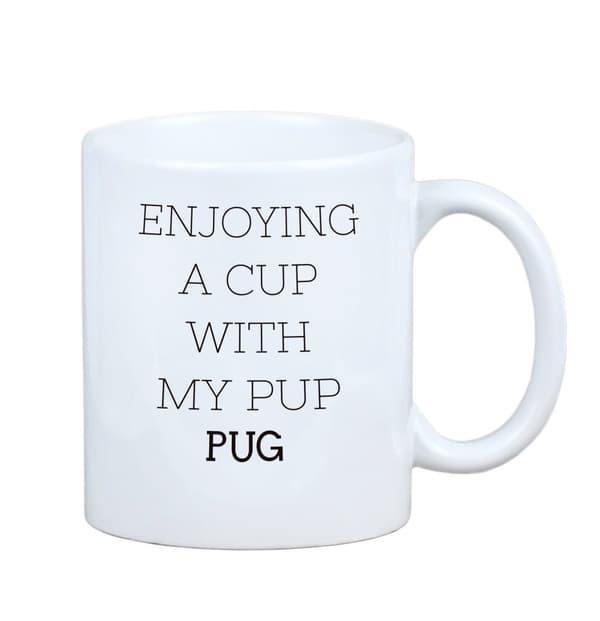 Pug, Pug, Carlin - en mugg med ett foto och inskriptionen av en geometrisk Art-Dog-hund