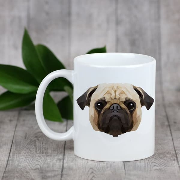 Pug, Pug, Carlin - en mugg med ett foto och inskriptionen av en geometrisk Art-Dog-hund