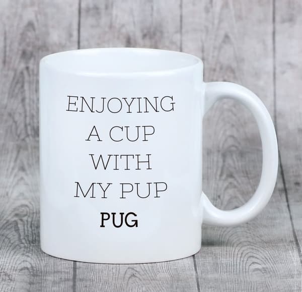 Pug, Pug, Carlin - en mugg med ett foto och inskriptionen av en geometrisk Art-Dog-hund