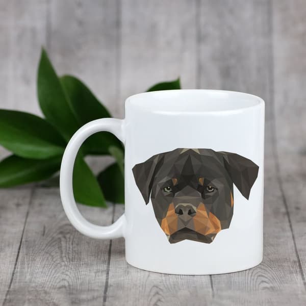 Rottweiler - krus med et foto og inskriptionen af en geometrisk hund Art-Dog
