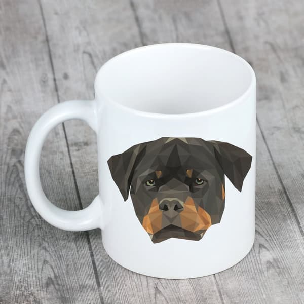Rottweiler - krus med et foto og inskriptionen af en geometrisk hund Art-Dog