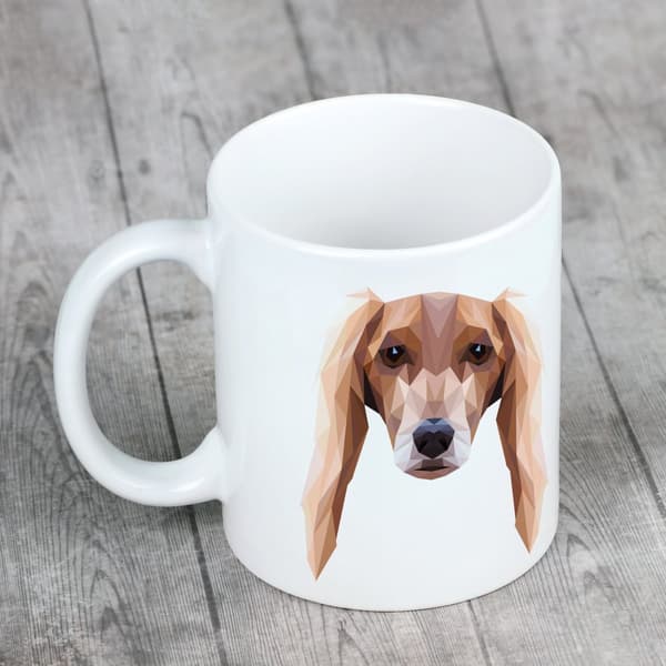 persianvinttikoira, Saluki - muki, jossa kuva ja merkintä geometrisesta Art-Dog koirasta