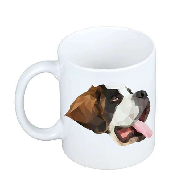 St. Bernard, hund från St. Bernard - en mugg med ett foto och inskriptionen av en geometrisk Art-Dog-hund