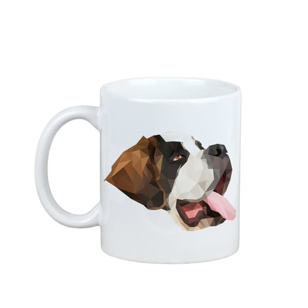 St. Bernard, hund fra St. Bernard - et krus med et foto og inskriptionen af en geometrisk Art-Dog-hund