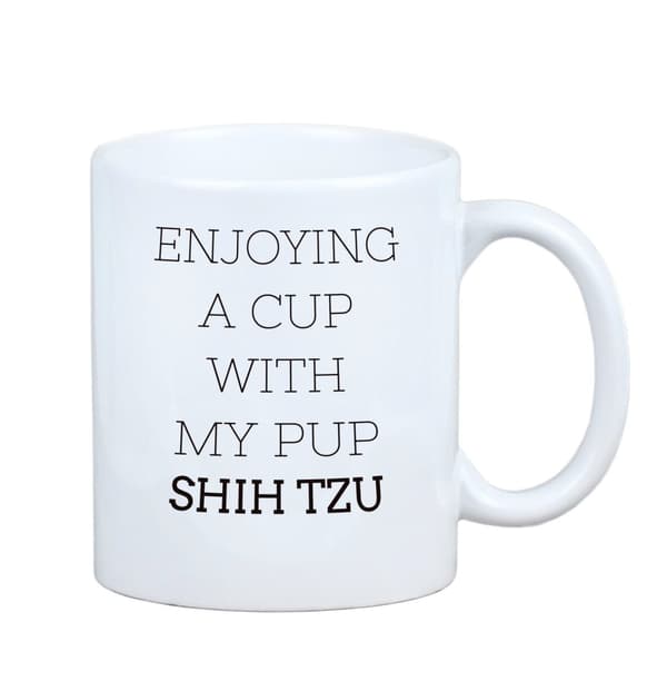 Shih Tzu, Shi tsu, Shi-Tzu, Szi-cu, Szitzu - mugg med ett foto och inskriptionen geometrisk hund Art-Dog
