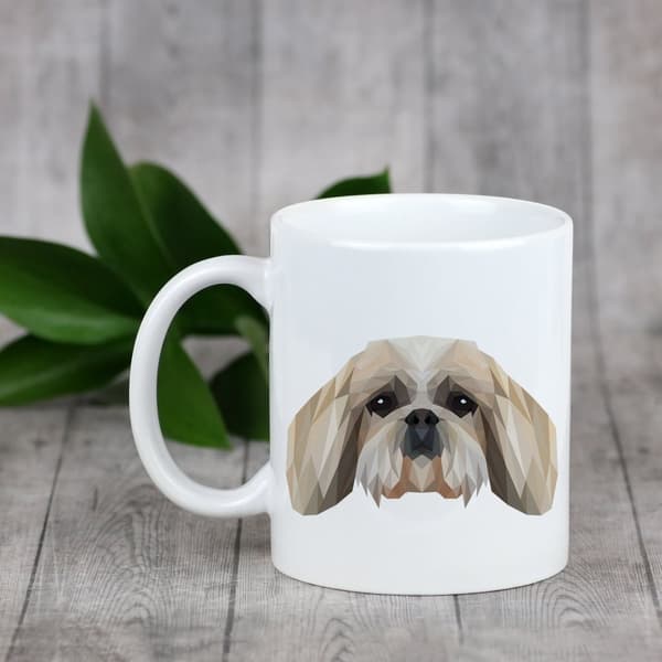 Shih Tzu, Shi tsu, Shi-Tzu, Szi-cu, Szitzu - mugg med ett foto och inskriptionen geometrisk hund Art-Dog