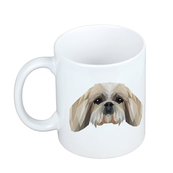 Shih Tzu, Shi tsu, Shi-Tzu, Szi-cu, Szitzu - mugg med ett foto och inskriptionen geometrisk hund Art-Dog