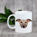 Miniatyrbild 4 av 6: Whippet, engelsk vinthund - mugg med ett foto och inskriptionen av en geometrisk konsthundhund