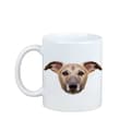 Miniatyrbild 1 av 6: Whippet, engelsk vinthund - mugg med ett foto och inskriptionen av en geometrisk konsthundhund
