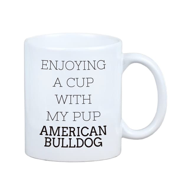 Amerikansk bulldog - mugg med ett foto och inskriptionen geometrisk hund Art-Dog