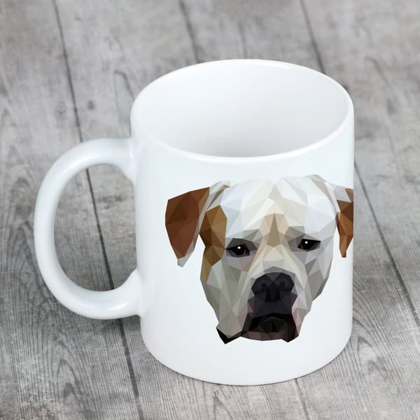 Amerikansk bulldog - mugg med ett foto och inskriptionen geometrisk hund Art-Dog