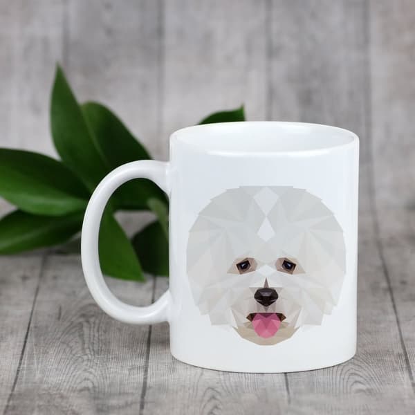 Bichon Frise, Teneriffa Dog - mugg med ett foto och inskriptionen geometrisk hund Art-Dog