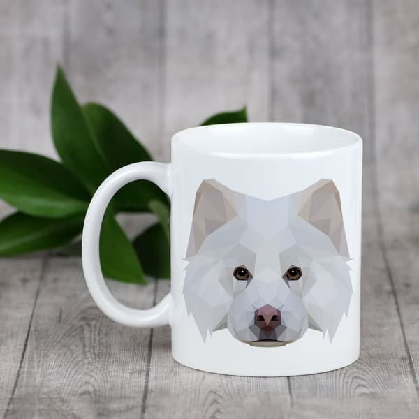 Finsk lapphund, finsk lapphund - mugg med foto och inskriptionen geometrisk hund Art-Dog