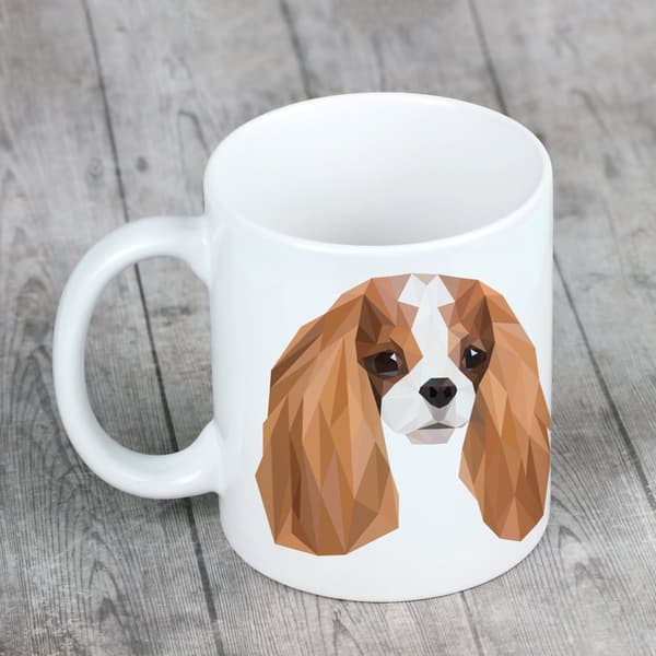 Cavalier King Charles Spaniel - mugg med ett foto och inskriptionen av en geometrisk Art-Dog-hund