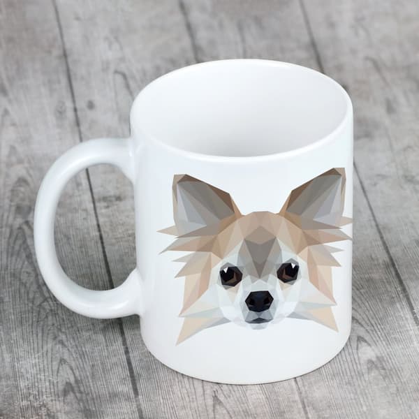 Långhårig Chihuahua - mugg med ett foto och inskriptionen geometrisk hund Art-Dog