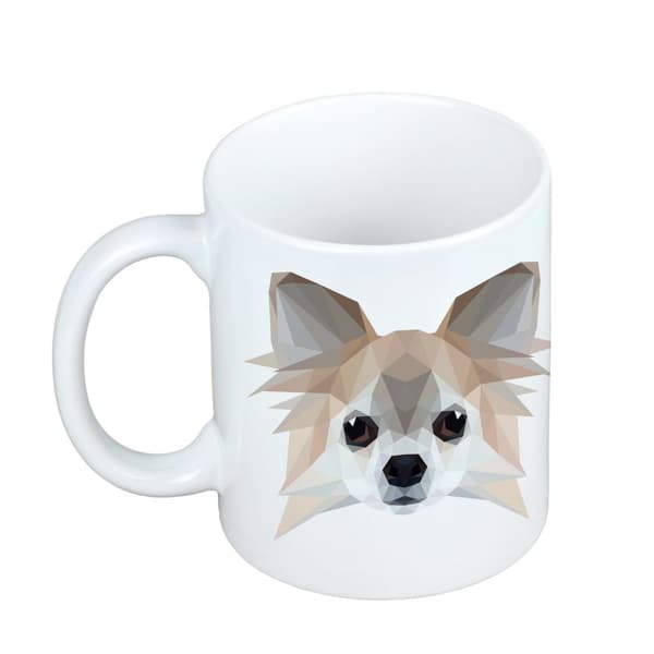 Långhårig Chihuahua - mugg med ett foto och inskriptionen geometrisk hund Art-Dog