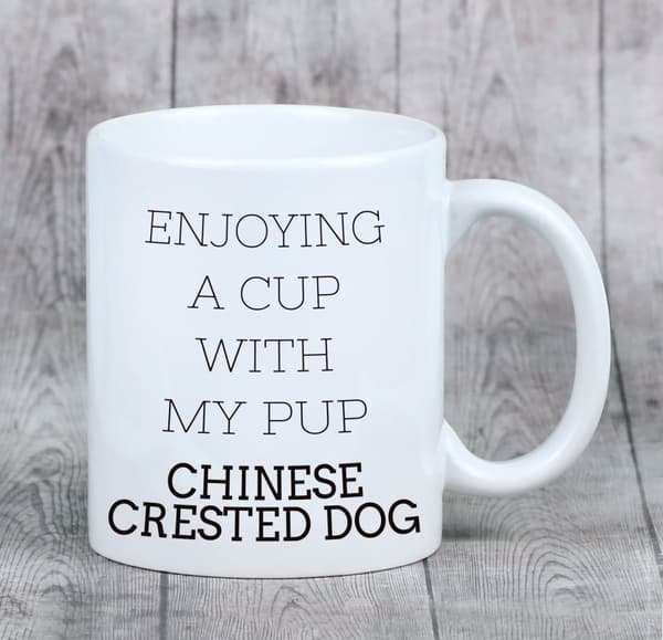 Chinese Crested Dog - krus med et foto og inskriptionen: en geometrisk Art-Dog-hund