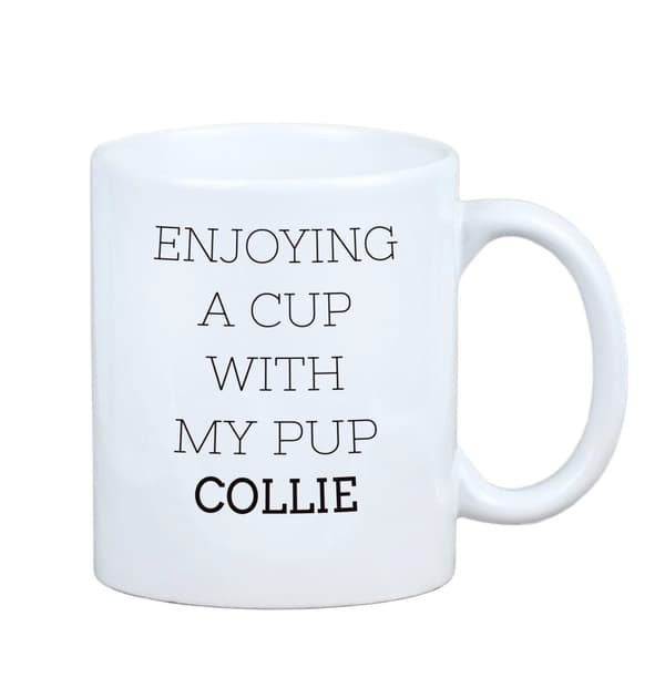 Långhårig skotsk herde, Collie grov - mugg med ett foto och inskriptionen geometrisk hund Art-Dog