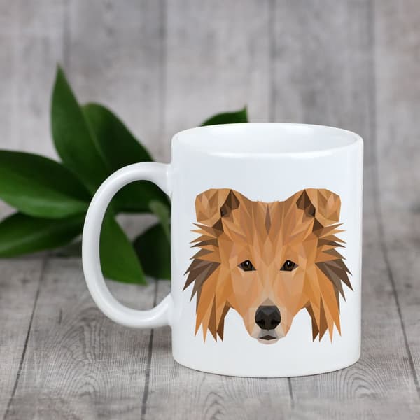 Långhårig skotsk herde, Collie grov - mugg med ett foto och inskriptionen geometrisk hund Art-Dog