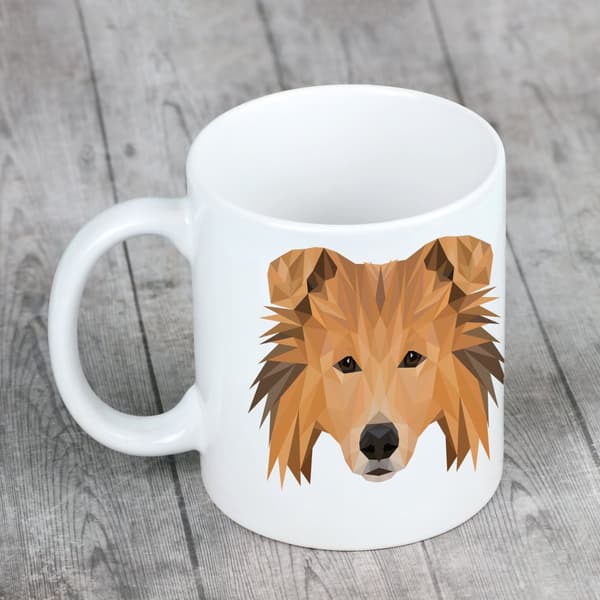 Långhårig skotsk herde, Collie grov - mugg med ett foto och inskriptionen geometrisk hund Art-Dog