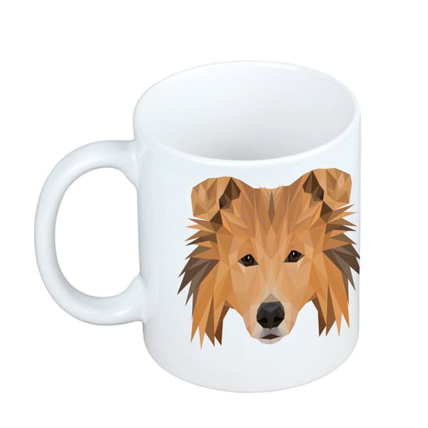 Långhårig skotsk herde, Collie grov - mugg med ett foto och inskriptionen geometrisk hund Art-Dog
