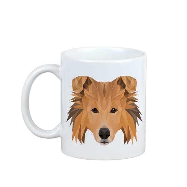 Långhårig skotsk herde, Collie grov - mugg med ett foto och inskriptionen geometrisk hund Art-Dog