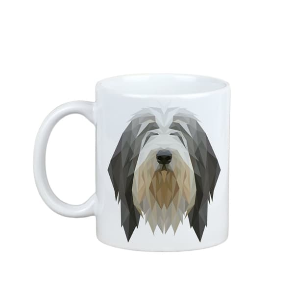 Bearded Collie, Highland Collie - krus med et foto og inskriptionen af en geometrisk Art-Dog-hund