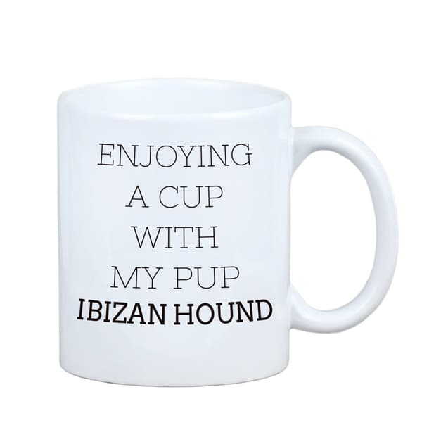 Podenco från Ibiza, Podenco Ibicenco - mugg med ett foto och inskriptionen av en geometrisk hund Art-Dog