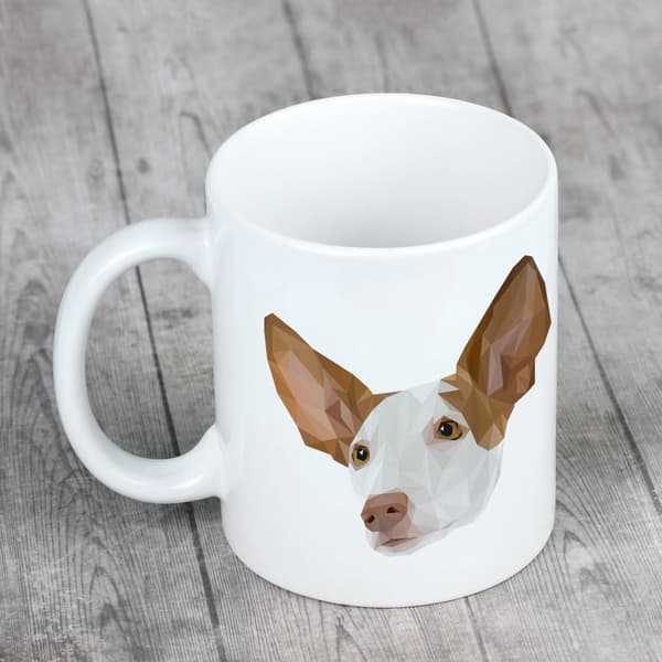 Podenco från Ibiza, Podenco Ibicenco - mugg med ett foto och inskriptionen av en geometrisk hund Art-Dog