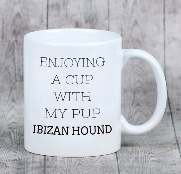 Podenco från Ibiza, Podenco Ibicenco - mugg med ett foto och inskriptionen av en geometrisk hund Art-Dog