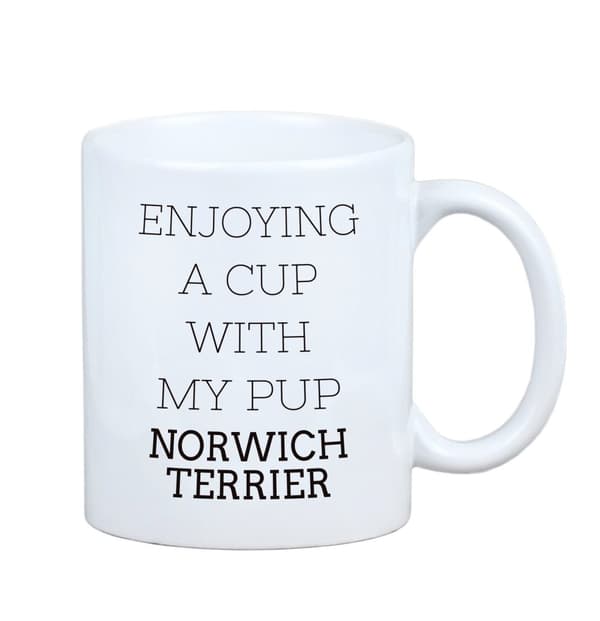 Norwich Terrier - krus med et foto og inskriptionen af en geometrisk Art-Dog-hund