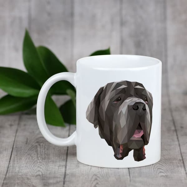 Napolitansk mastiff, napolitansk mastiff, Mastino napoletano - krus med et foto og inskriptionen geometrisk hund Art-Dog