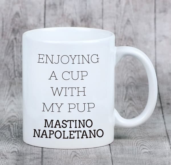 Napolitansk mastiff, napolitansk mastiff, Mastino napoletano - krus med et foto og inskriptionen geometrisk hund Art-Dog