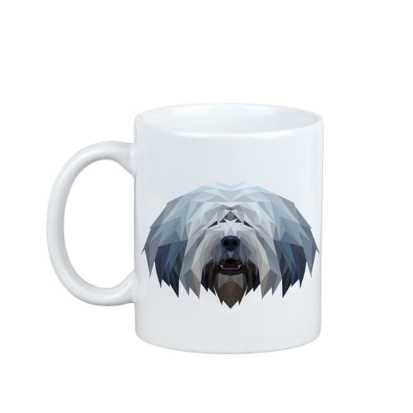 Polsk Lowland Sheepdog, PON - krus med et foto og inskriptionen geometrisk hund Art-Dog