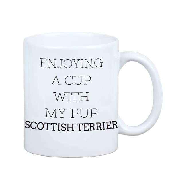 Skotsk terrier, Aberdeen Terrier - krus med et foto og inskriptionen geometrisk hund Art-Dog