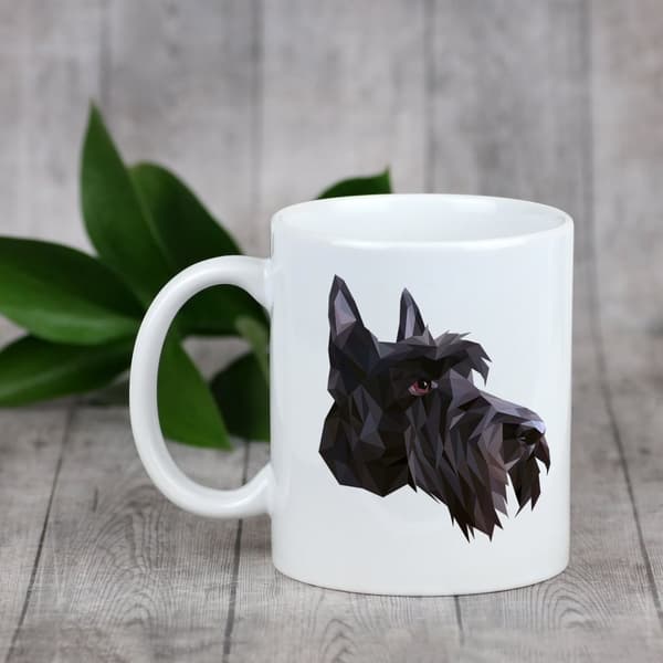 Skotsk terrier, Aberdeen Terrier - krus med et foto og inskriptionen geometrisk hund Art-Dog