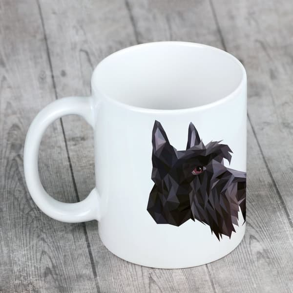 Skotsk terrier, Aberdeen Terrier - krus med et foto og inskriptionen geometrisk hund Art-Dog