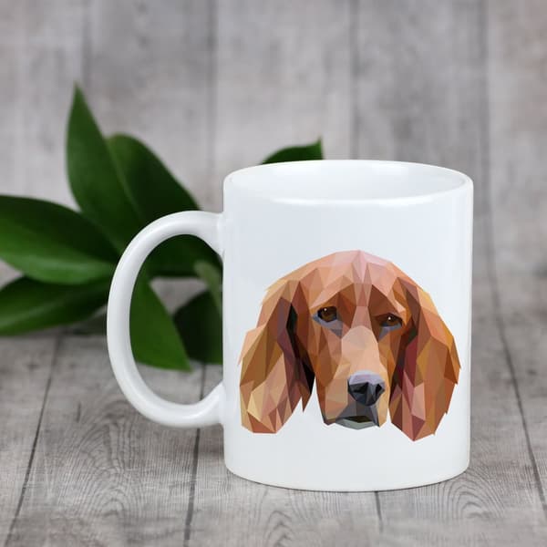 Engelsk Setter, Laverack - et krus med et foto og inskriptionen: en geometrisk kunsthund-hund