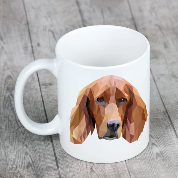 Engelsk Setter, Laverack - et krus med et foto og inskriptionen: en geometrisk kunsthund-hund