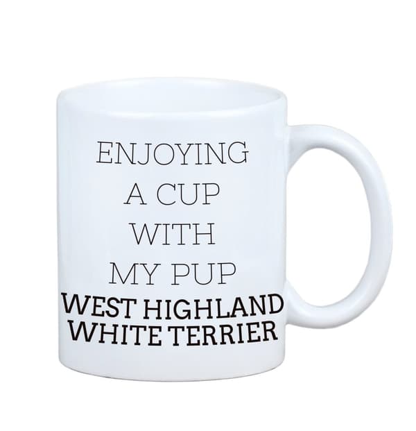 West Highland White Terrier, Westie - et krus med et foto og inskriptionen af en geometrisk Art-Dog-hund
