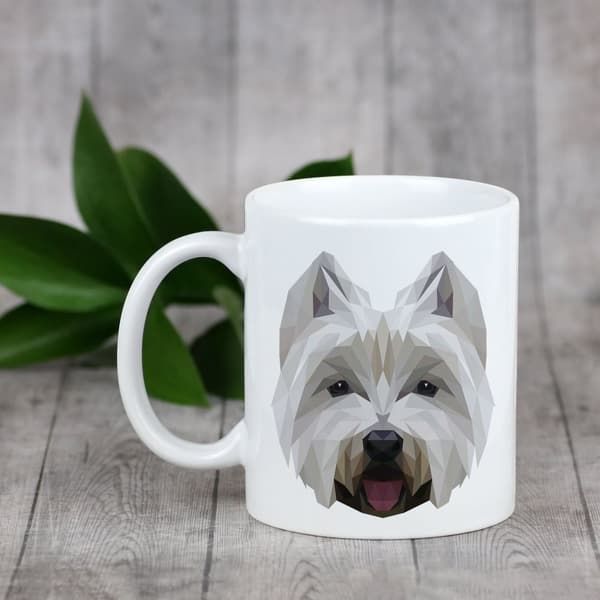 West Highland White Terrier, Westie - et krus med et foto og inskriptionen af en geometrisk Art-Dog-hund