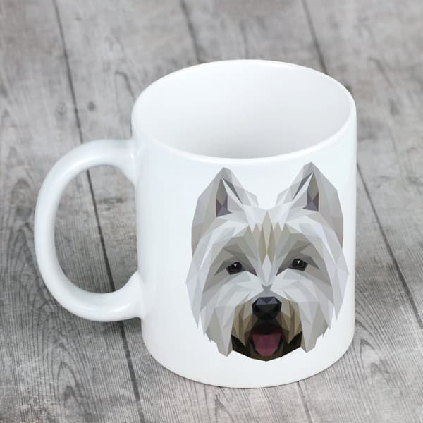 West Highland White Terrier, Westie - et krus med et foto og inskriptionen af en geometrisk Art-Dog-hund