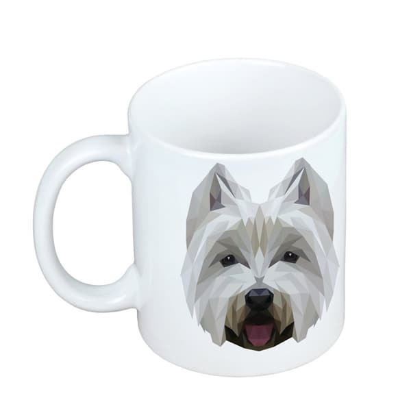 West Highland White Terrier, Westie - et krus med et foto og inskriptionen af en geometrisk Art-Dog-hund
