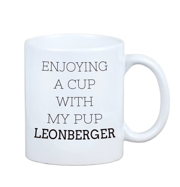 Leonberger - et krus med et foto og inskriptionen af en geometrisk Art-Dog-hund